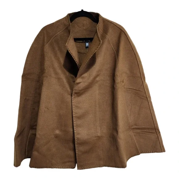 Bloomingdale's Exclusive Aqua Women's Lapel Collar Camel Tan Winter Cape - Picture 7 of 11